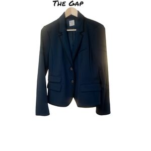 THE GAP Women's Blue Single Breasted Blazer Academia Black Edging 12